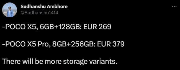    В сети появились глобальные цены на POCO X5 и X5 Pro