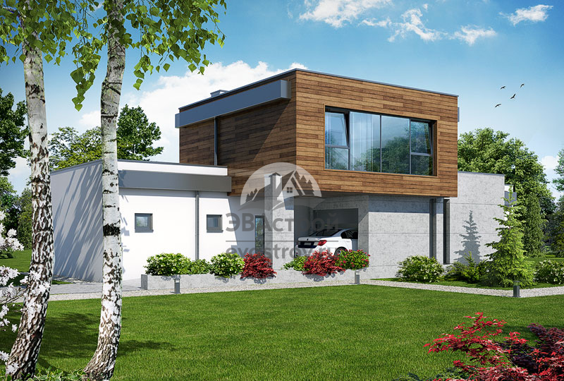 Проект двухэтажного дома 207 м2 с гаражом и террасой - 103-56