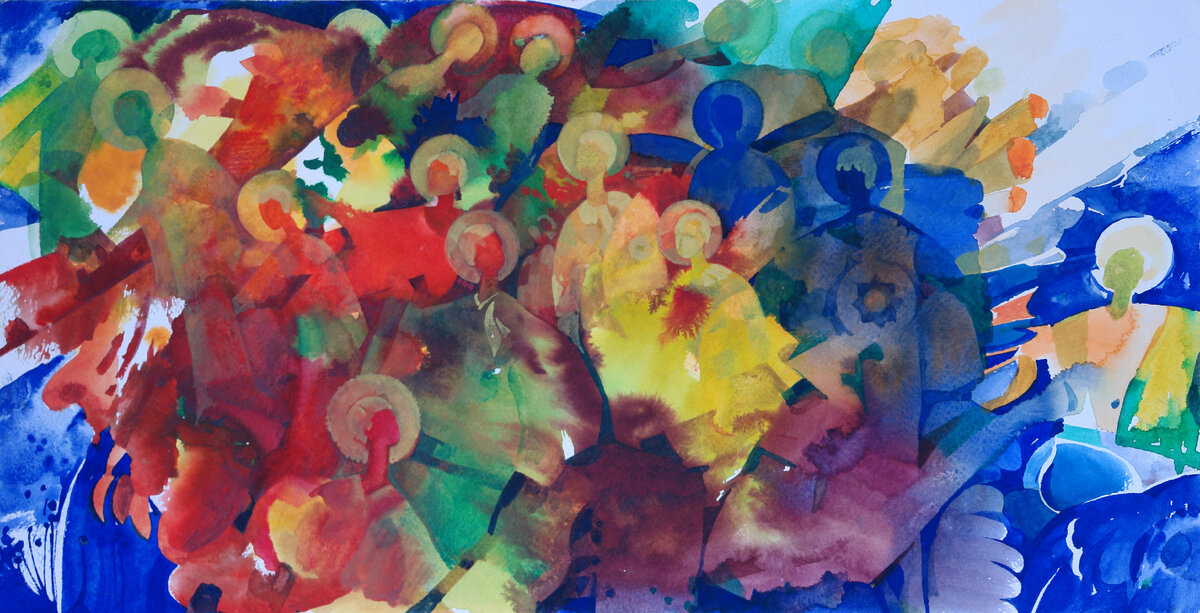 Сергей Галета. Этюд. Сотворение Света. Бумага акварель 30х50 см.