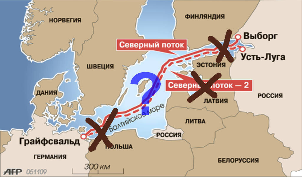 Карта северного потока 2 с территориальными водами