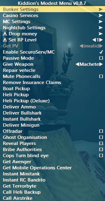           KIDDIONS MODEST  MENU  GTA ONLINE 167 - YouTube