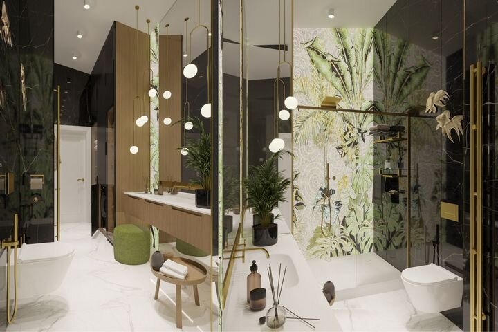 Роскошный интерьер ванной комнаты