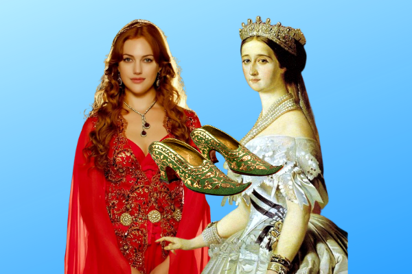 Во времена Хюррем туфли на каблуках и платья на французский манер еще не носили... Они появились в гареме только благодаря императрице Евгении, спустя 300 лет.