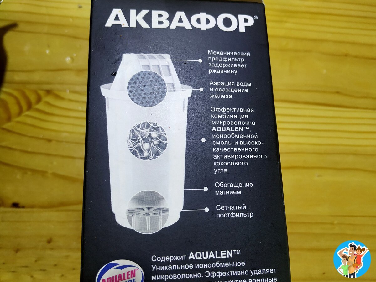 Производитель заявляет на упаковке что фильтр предохраняет от ржавчины, осаживает железо, фильтрует и очищает воду, обогащает селеном.