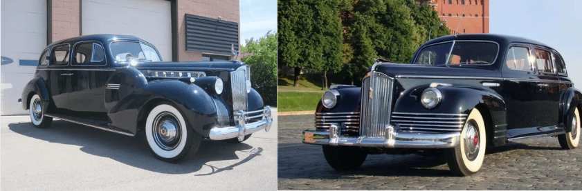 Слева Packard 160 Super Eight Touring Sedan, справа ЗИС-110
