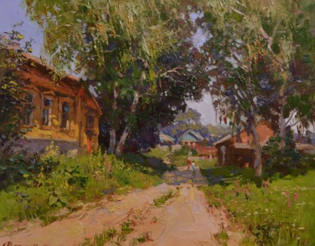 Фотография картины Е. Вагина "Мстерская улочка" (из открытых источников)