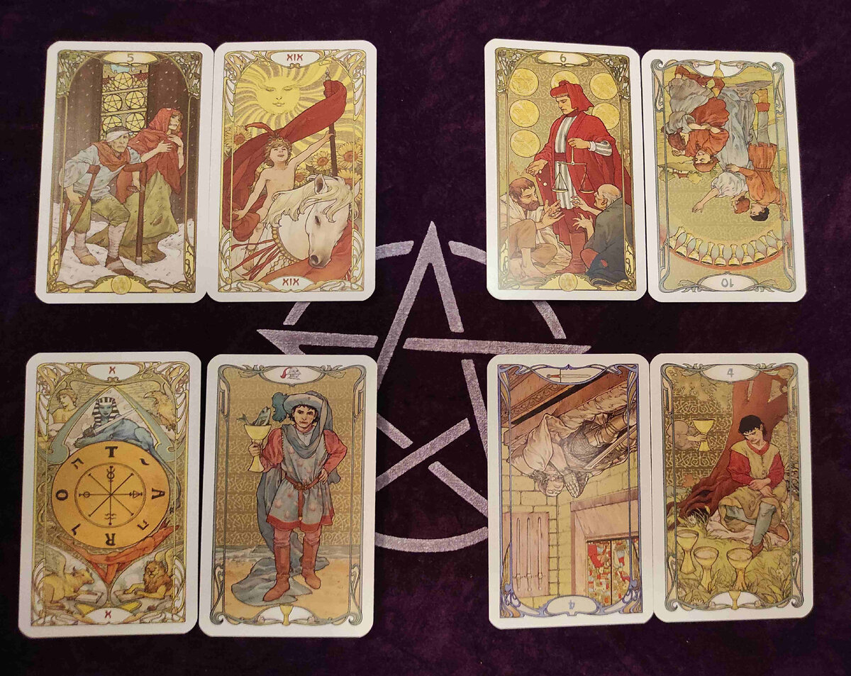 Золотое Таро Ар-Нуво. Расклад «Колесо Фортуны».