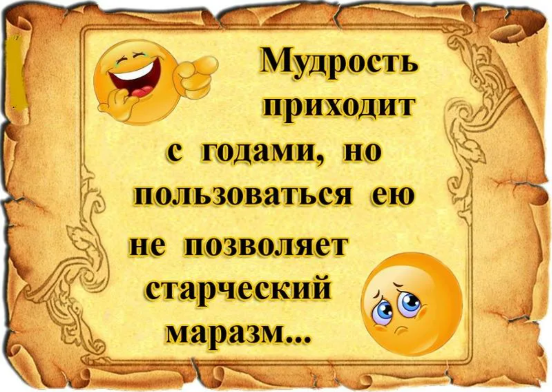 Возраст приходит один мудрость. Веселая мудрость. Шуточные мудрости. Анекдот про мудрость. Мудрый юмор в картинках.