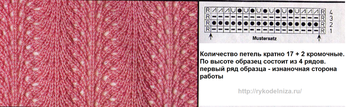 Ажурный узор спицами схемы