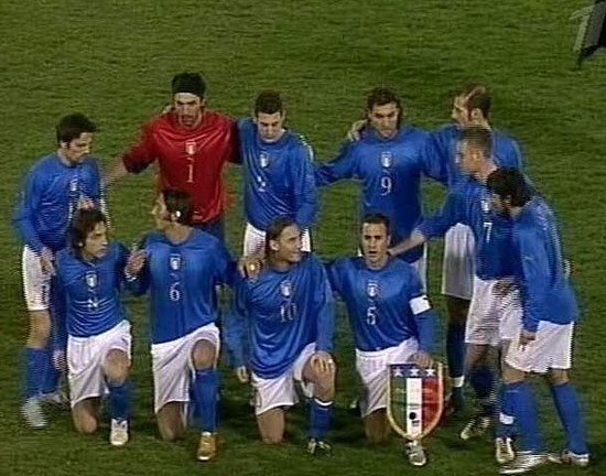 Сборная Италии. Кадр из телетрансляции.