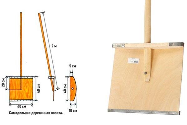 чертеж деревянной лопаты для снега