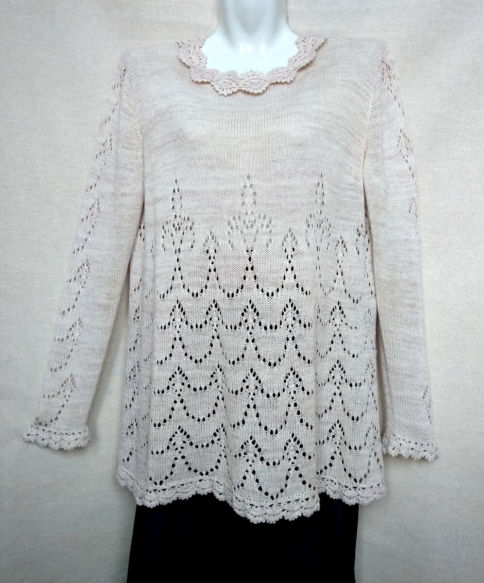 Вязаная кофточка-туника, связана на машине Нева-5