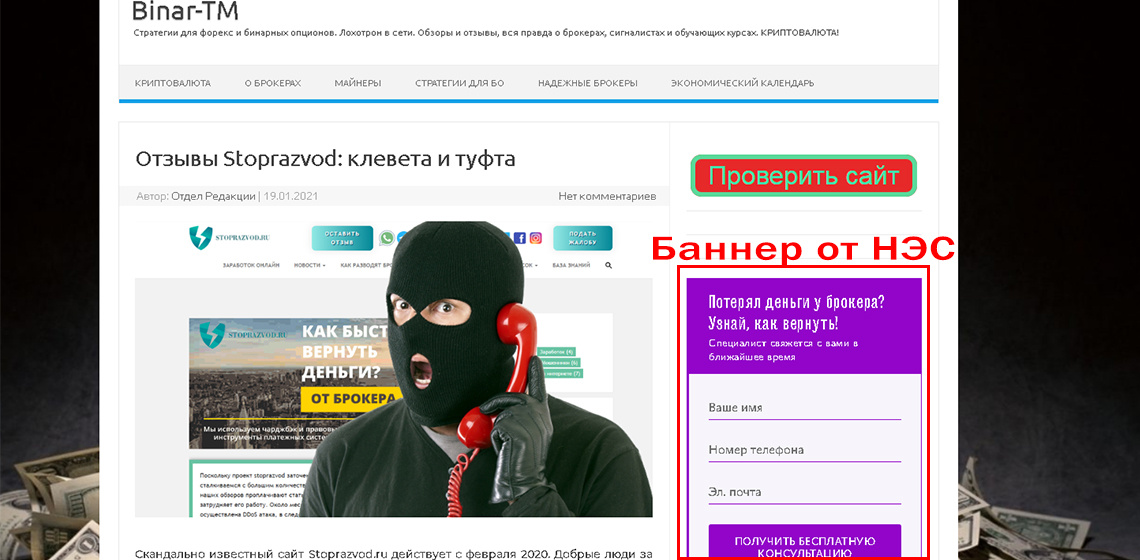 Сайт партнеров НЭС с заказной статьей