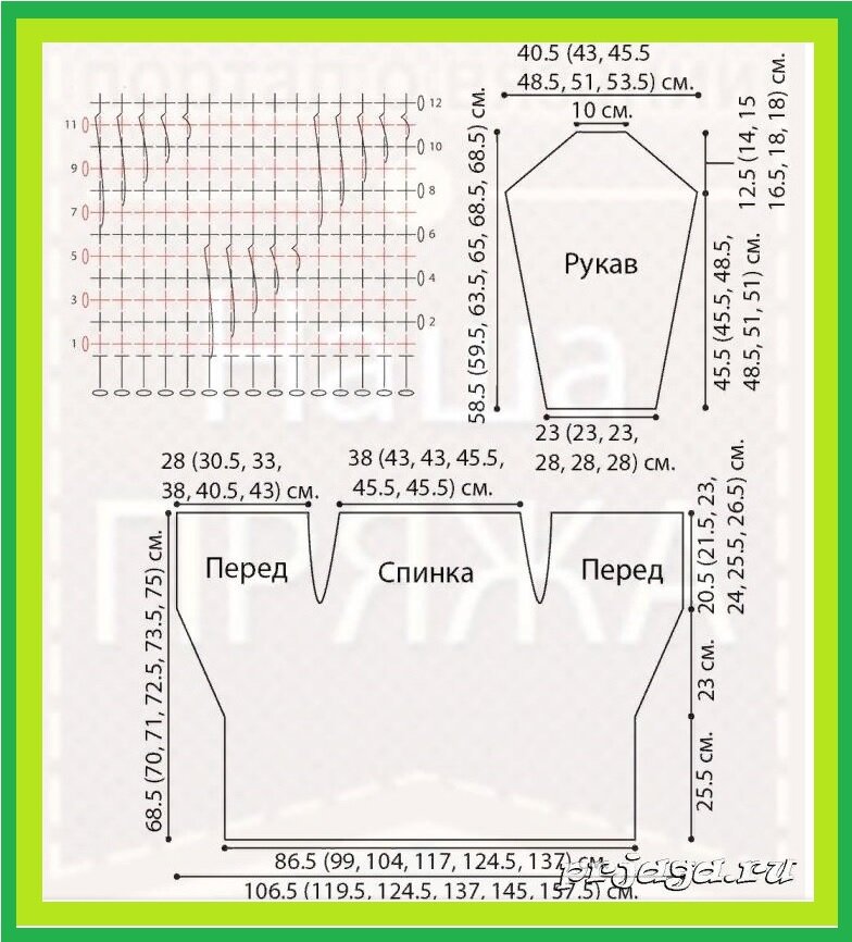схема вязания и выкройка жакета