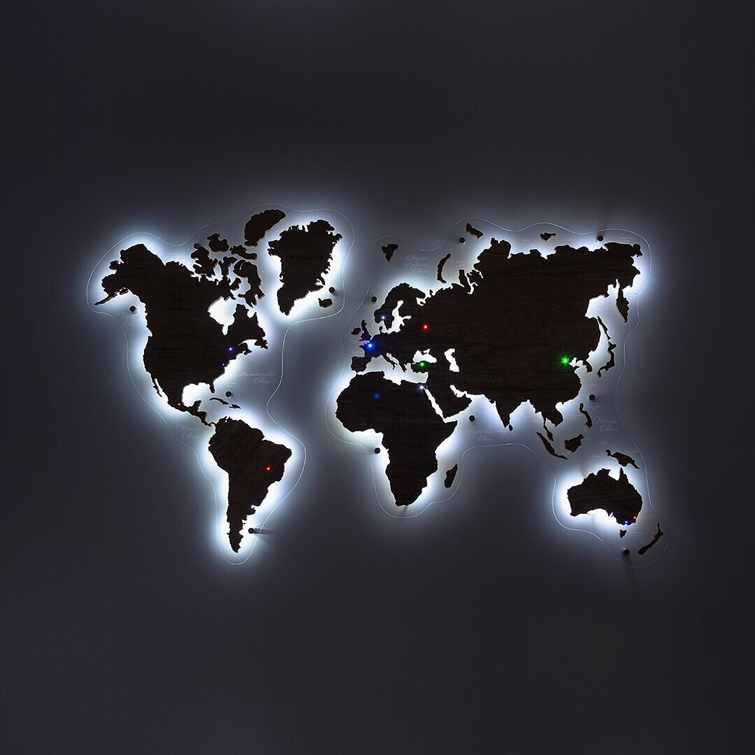 Премиальная карта мира с подсветкой