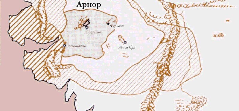 Арнор во Вторую Эпоху. Фото взято из "Атласа Средиземья" Каренн Винн Фонстад.