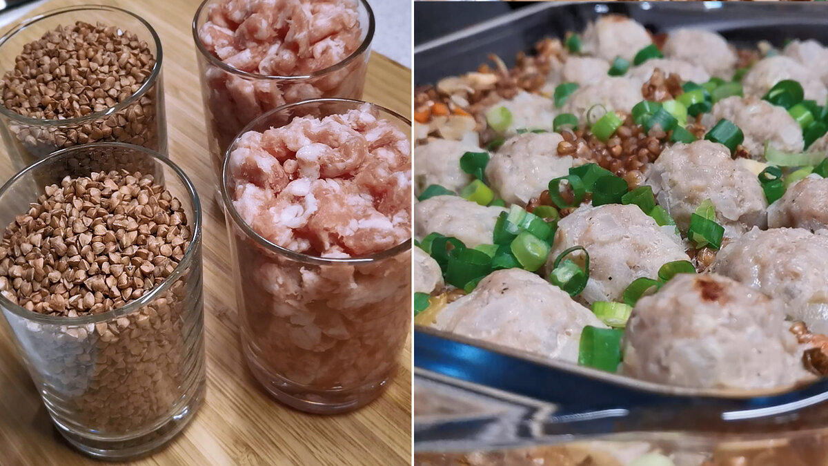 Гречневая запеканка с мясом и грибами