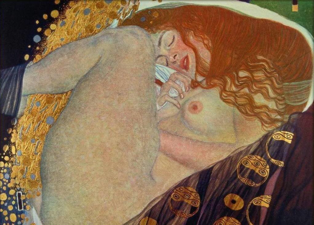 Густав Климт. Даная. 1907-1908. Холст, масло. 77×83 см. Galerie Würthle, Вена. Фрагмент репродукции картины.