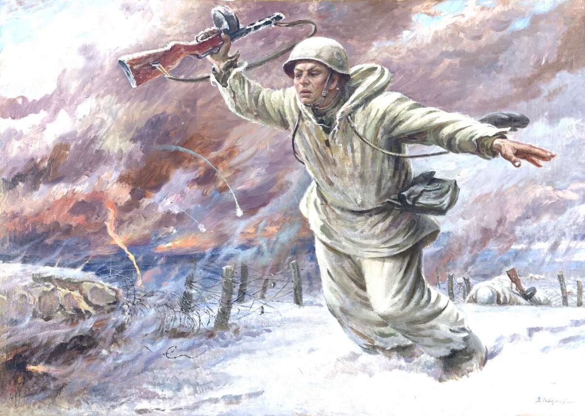 Александр Матросов - рядовой Красной Армии погиб 23 февраля 1942 года , посмертно награжден   званием Героя СССР