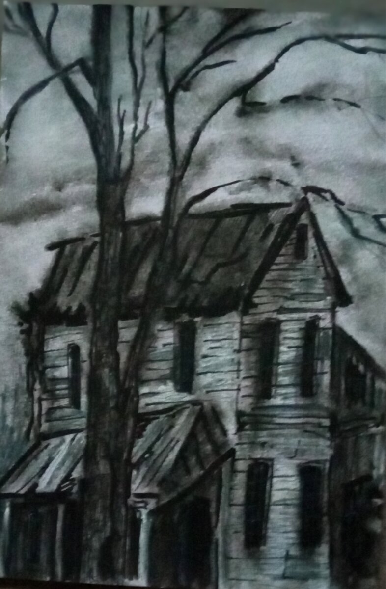 Акварель./ Старый разрушенный дом,хранитель тайн былой жизни...✨🏚️