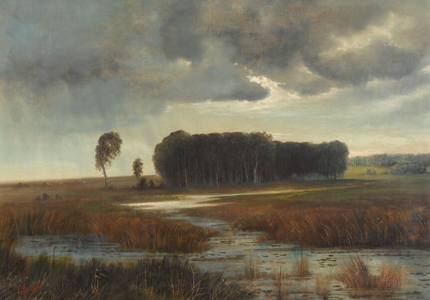  Пейзаж с болотом и лесистым островом. Конец 1860-х — начало 1870-х. Алексей Саврасов.