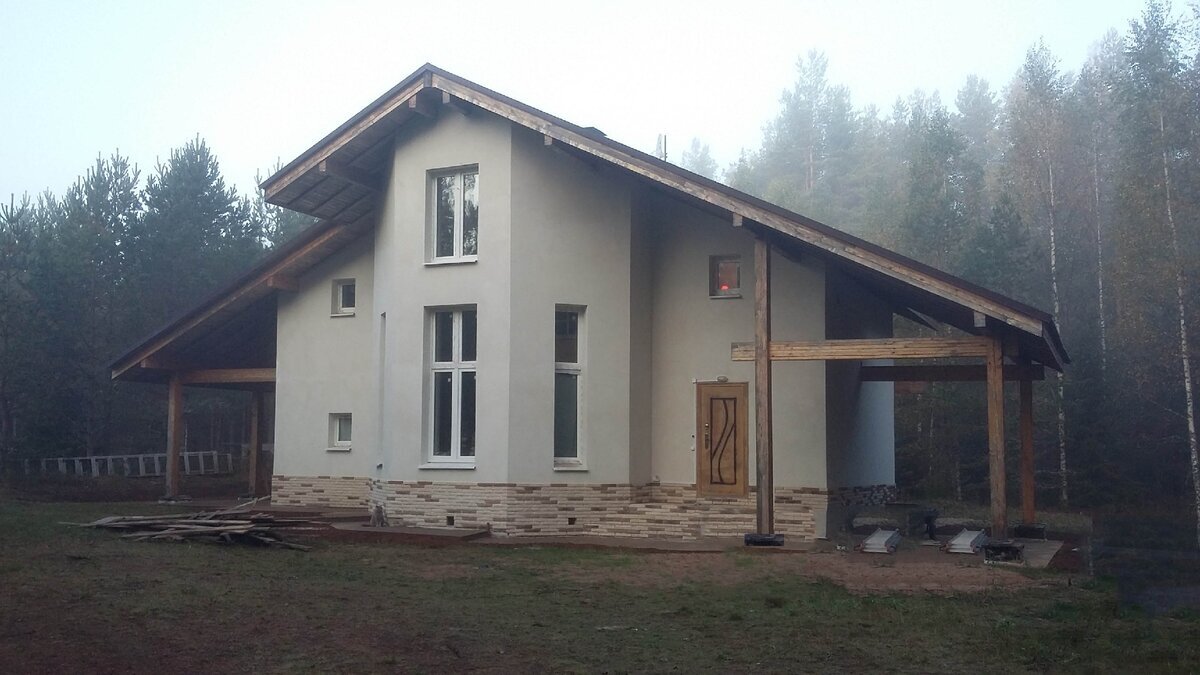Дом СОКОЛ 100 м2, построенный за сезон, и отделанный за второй сезон.