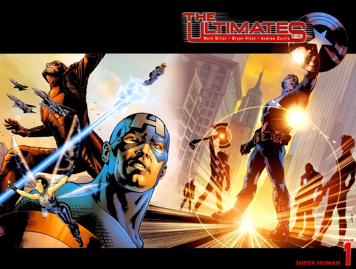 Обложка первого номера серии «The Ultimates», by Bryan Hitch & Paul Mounts