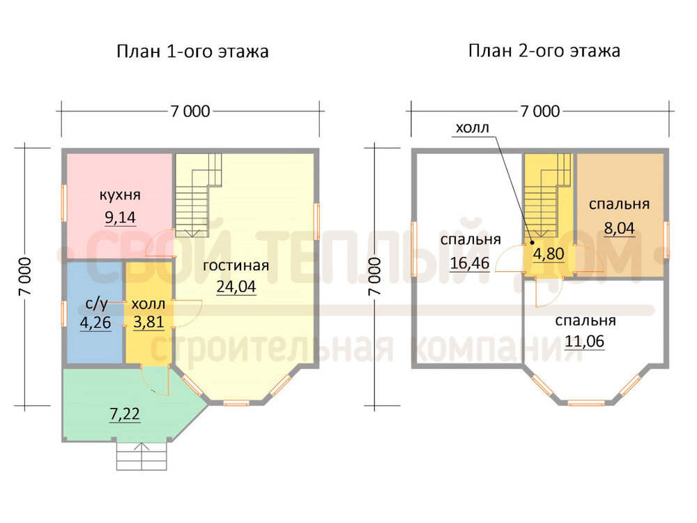 Каркасный дом 8 на 8 с двухскатной крышей 048КДБО200