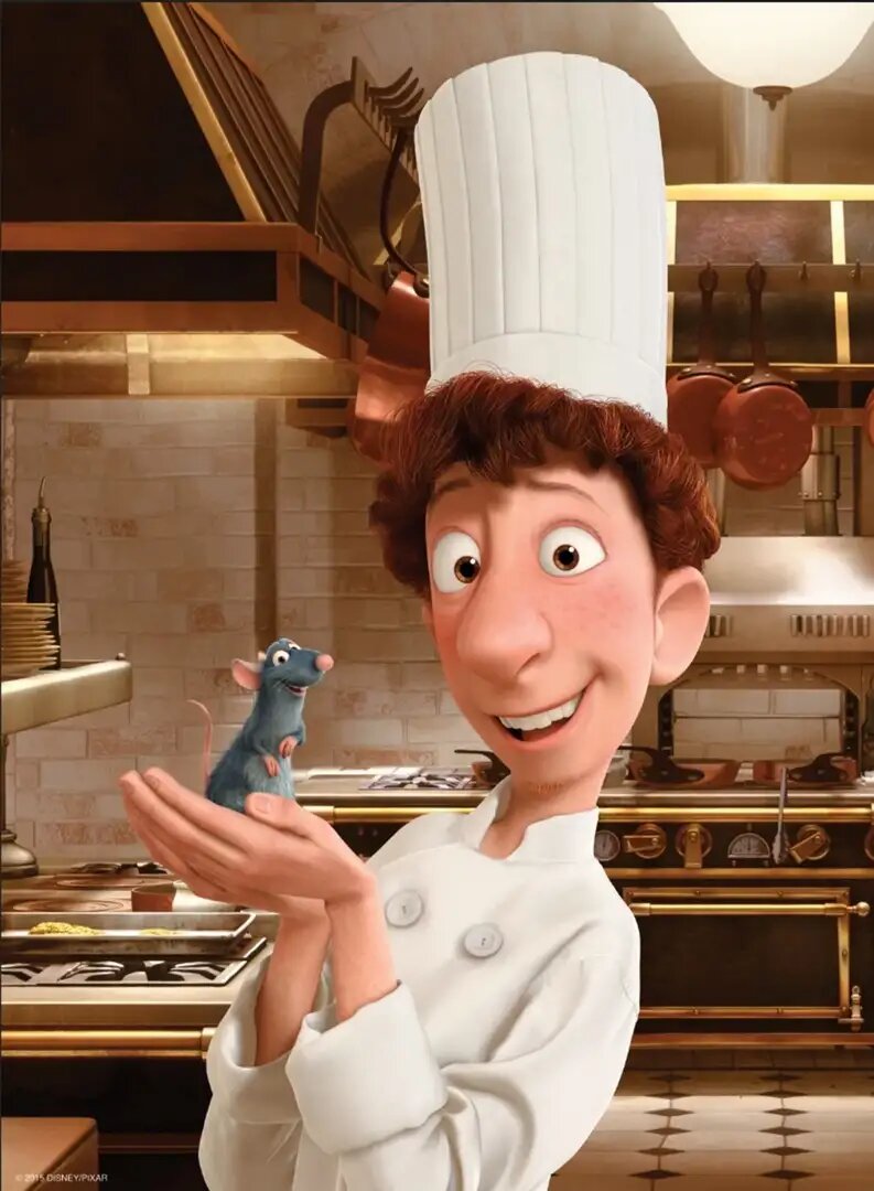 Блюдо, поданное на оценку критику в мультфильме "РАТАТУЙ"-это не рататуй. Французское национальное блюдо рататуй - это, по сути, простое овощное рагу. Кода создатели мультфильма спросили у повара-, как бы он подал рататуй, тот счёл, что рагу на экране выглядит не очень аппетитно. Рататуй заменили на другое овощное блюдо под названием КОНФИ , выложенное в форме аккордеона.