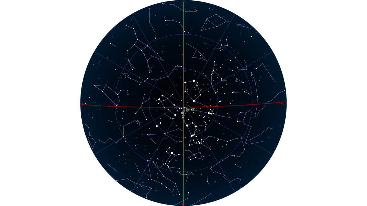 Луна чуть южнее зенита. Точнее не получается