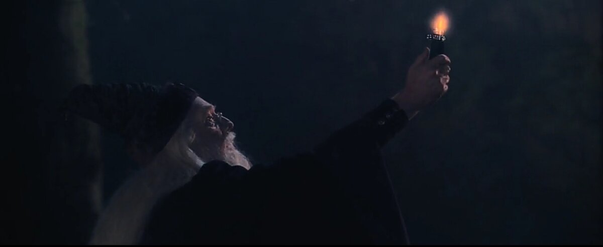 Дамблдор использует делюминатор, кадр из фильма "Гарри Поттер и философский камень" 