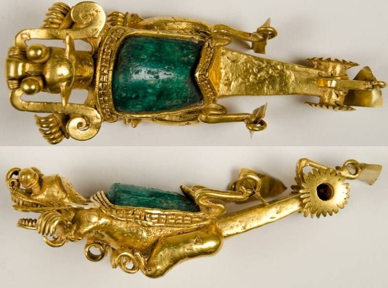 Панамский древний "Бульдозер", золото, нефрит. 1500 год н.э.