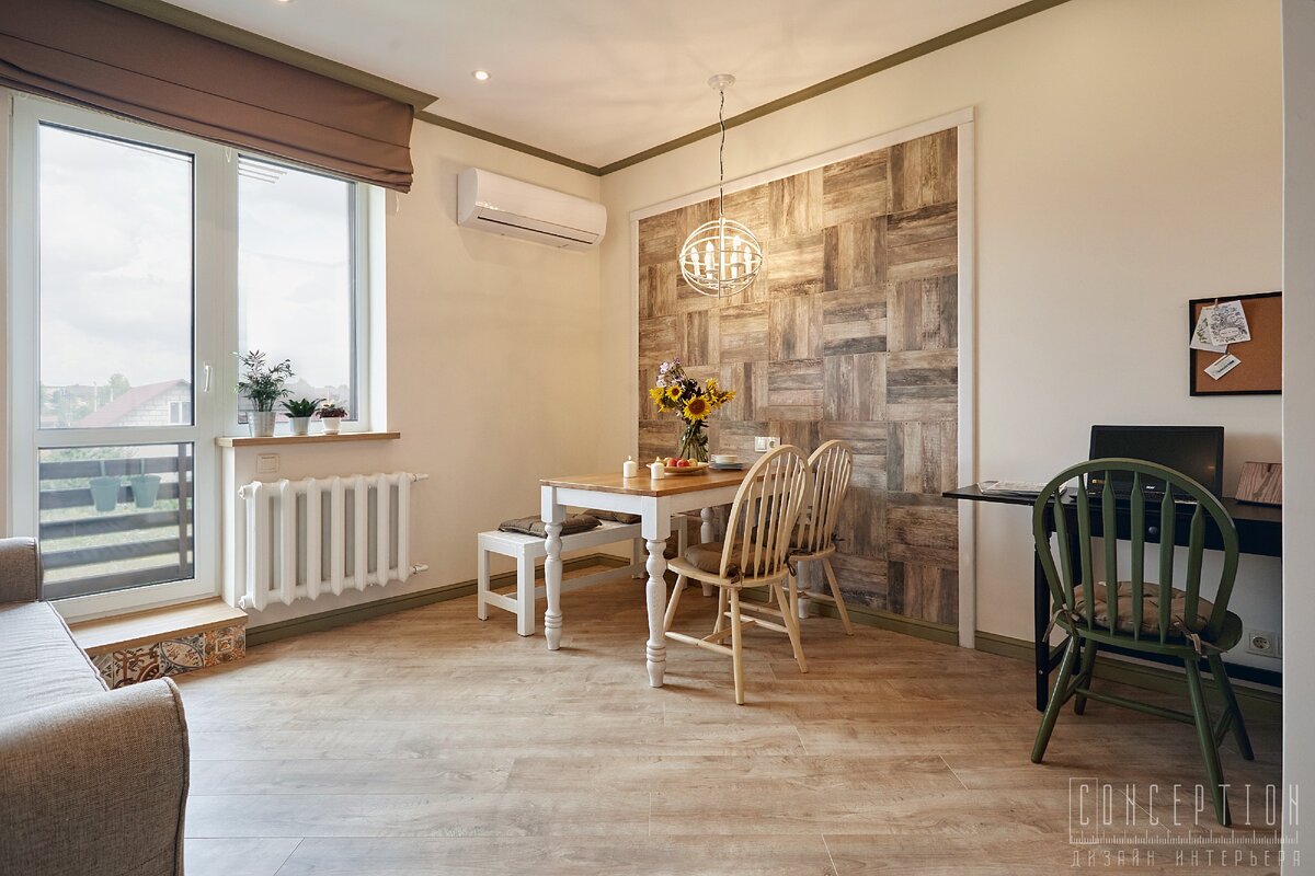 Небольшую зону отдыха отнесли в окну. Здесь продумали отдельный сценарий освещения.