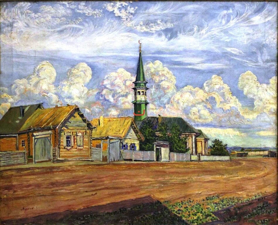 Д.Бурлюк. Зеленый минарет. 1915-1918 гг.