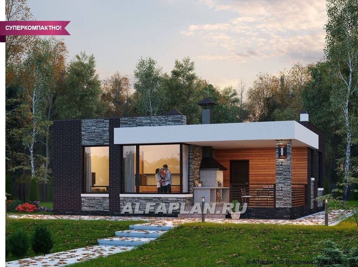 Проект одноэтажного дома 672А «Дега», ©Владимир Тарасов