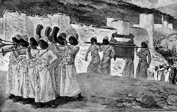 Обход стен Иерихона. Изображение взято из книги А.Ю.Склярова "По следам Ковчега Завета", издательство ВЕЧЕ, 2015