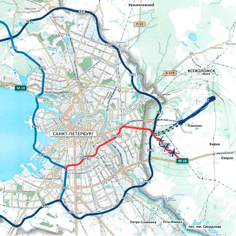 План широтной магистрали в спб на карте