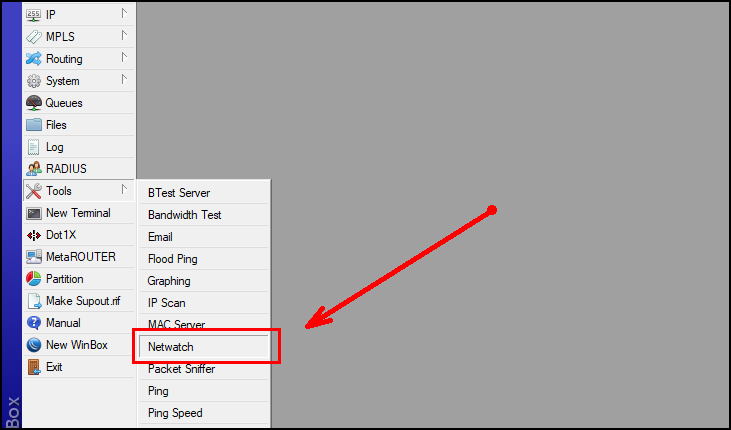 WinBox: Tools - Netwatch