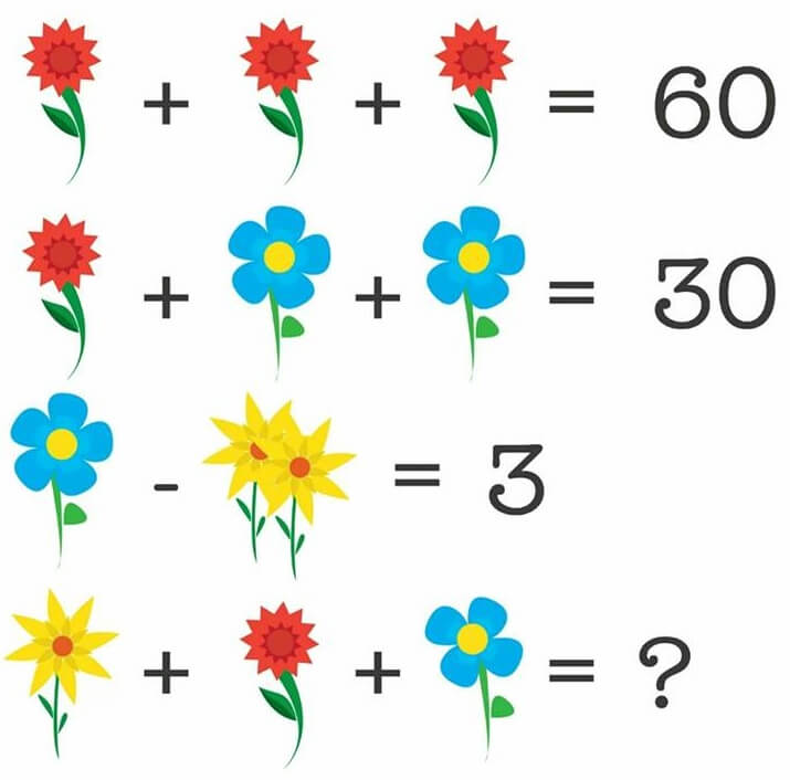 Разминка для мозга с ответами. Логическая задача с цветами. Ответ задачки с цветочками. Математические головоломки. Математические головоломки картинки.