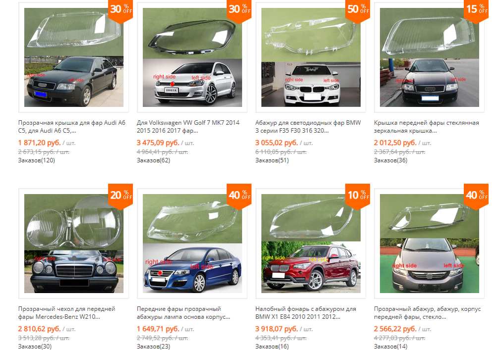 Защитные крышки для фар