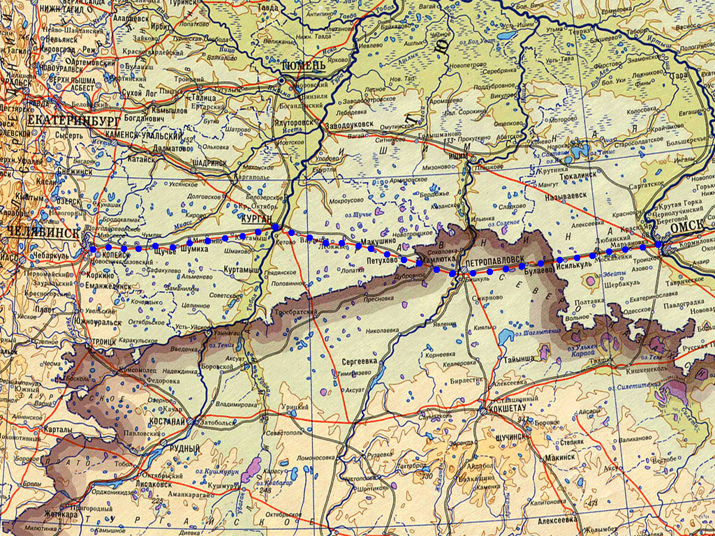 Челябинск омск карта дорог