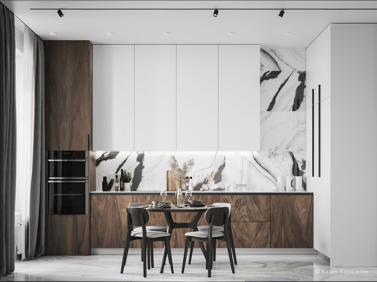 Кухня в двухкомнатной квартире 72 м² , площадь кухни 13,8 м²