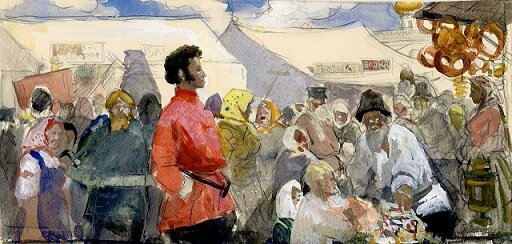 В. Алексеев (1944-2010). Пушкин на ярмарке. Из открытых источников. Яндекс-картинки