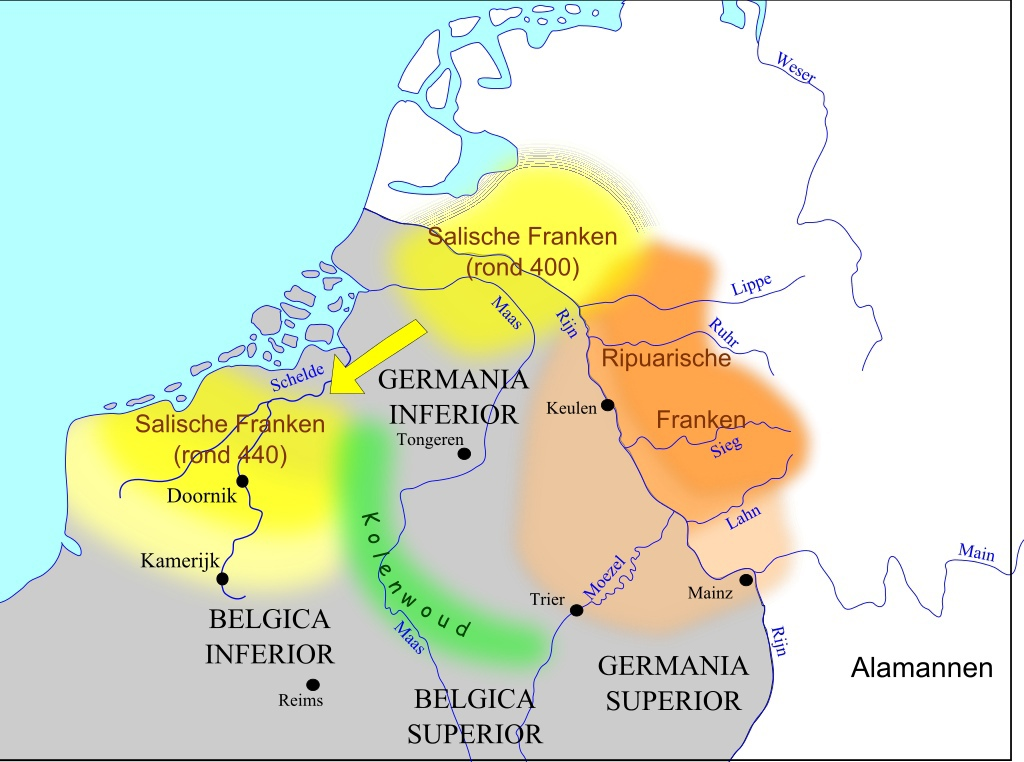 Предполагаемая схема попадания "племён" "франков" во "францию" с точки зрения официальных историков.