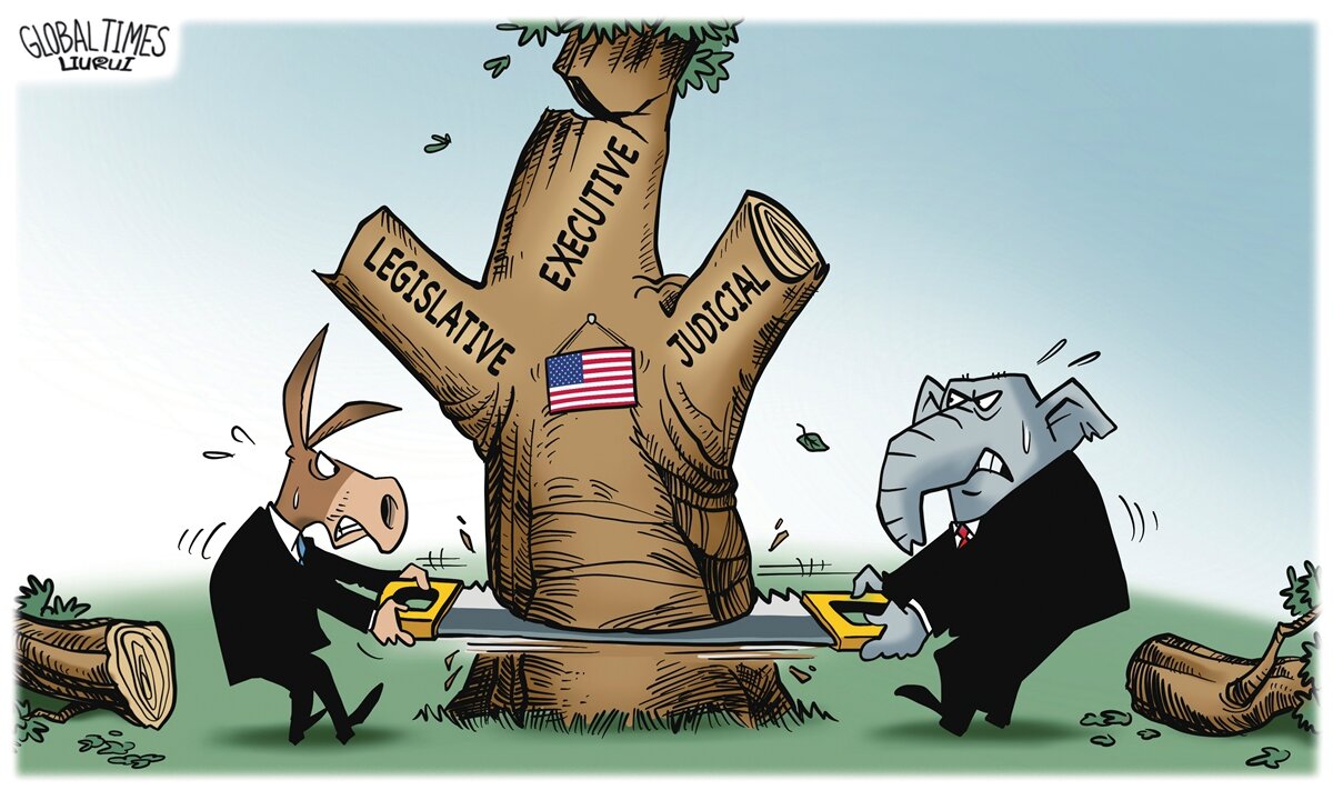 Отличная карикатура на текущие события. На дерево еще много флагов можно повесить...