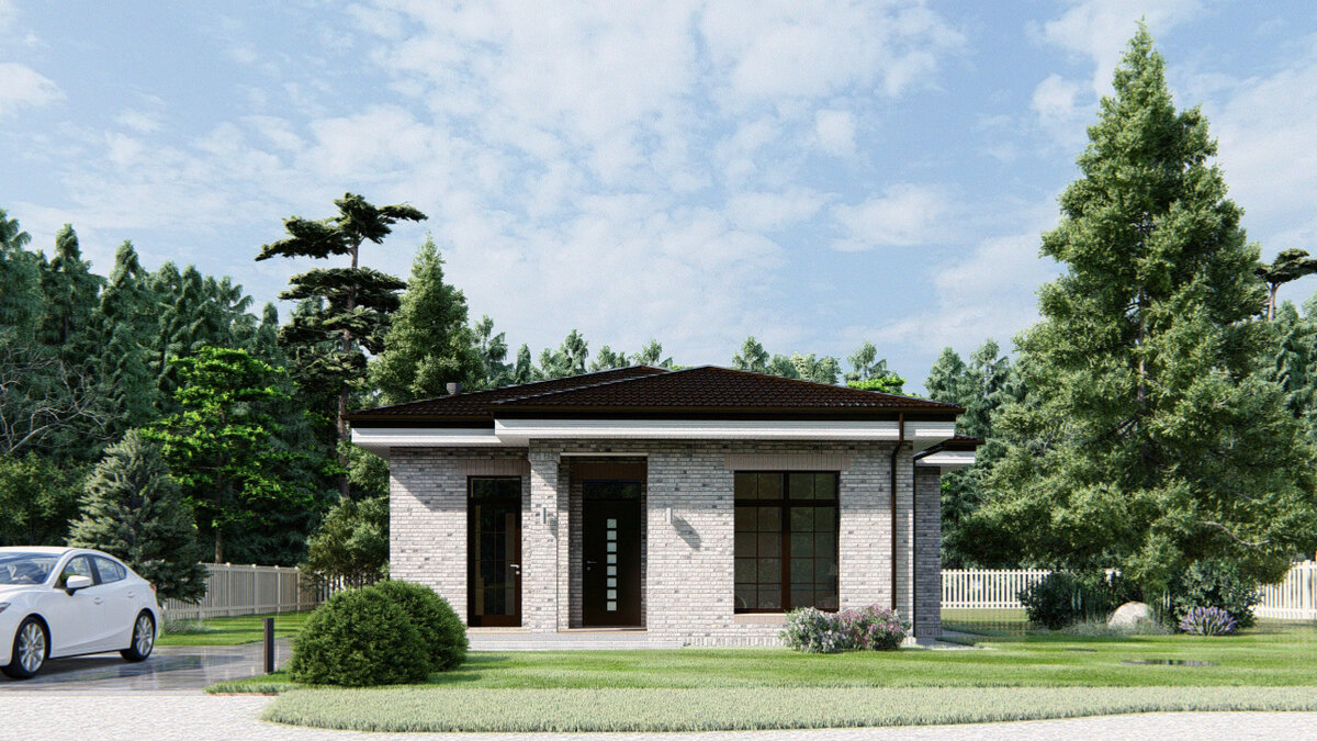 Проект одноэтажного дома 85,3 м2 с верандой. Дом "Классик 86"