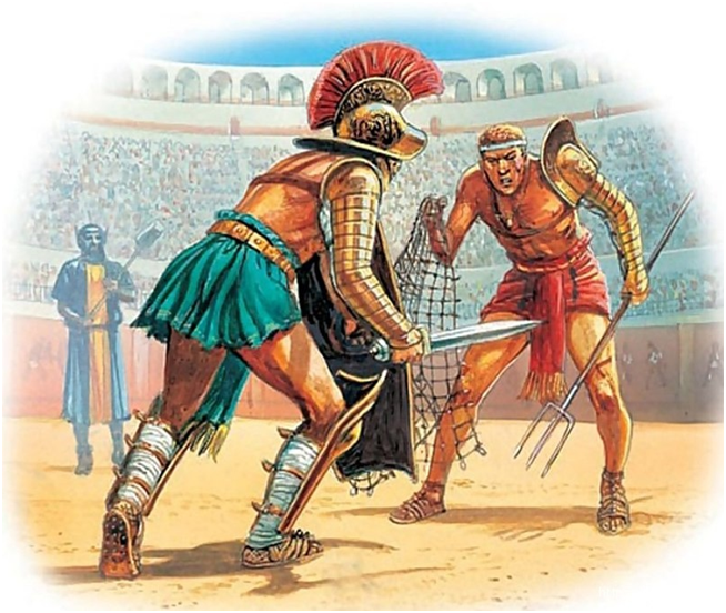 "Рыбак и рыбка" - популярная игра римских гладиаторов