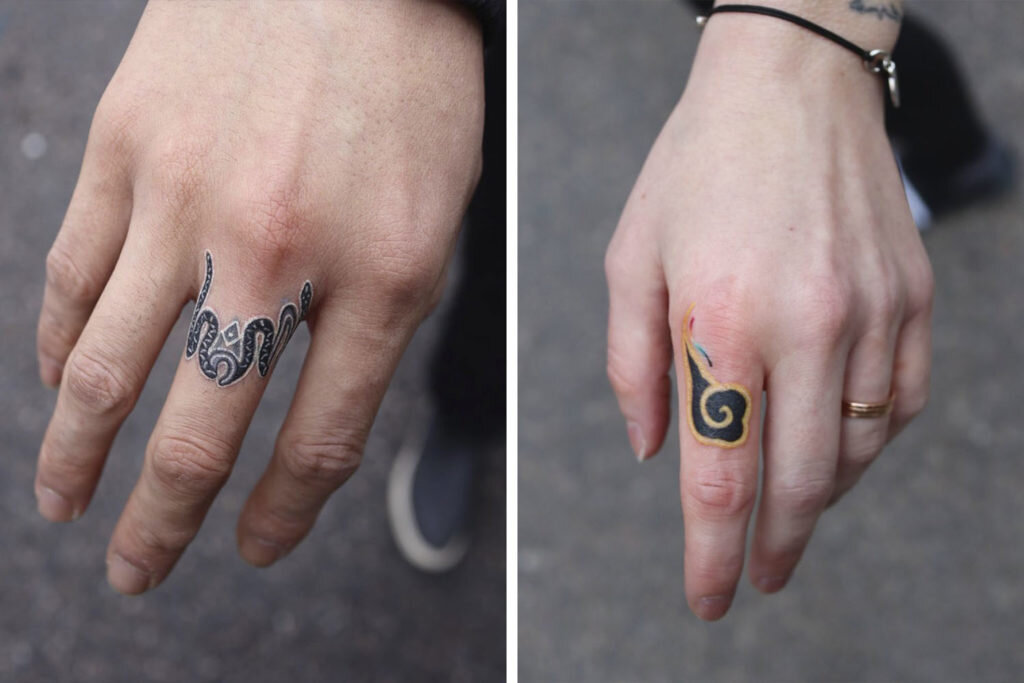 Татуировка на пальце руки кольцо - стильный акцент для любой леди