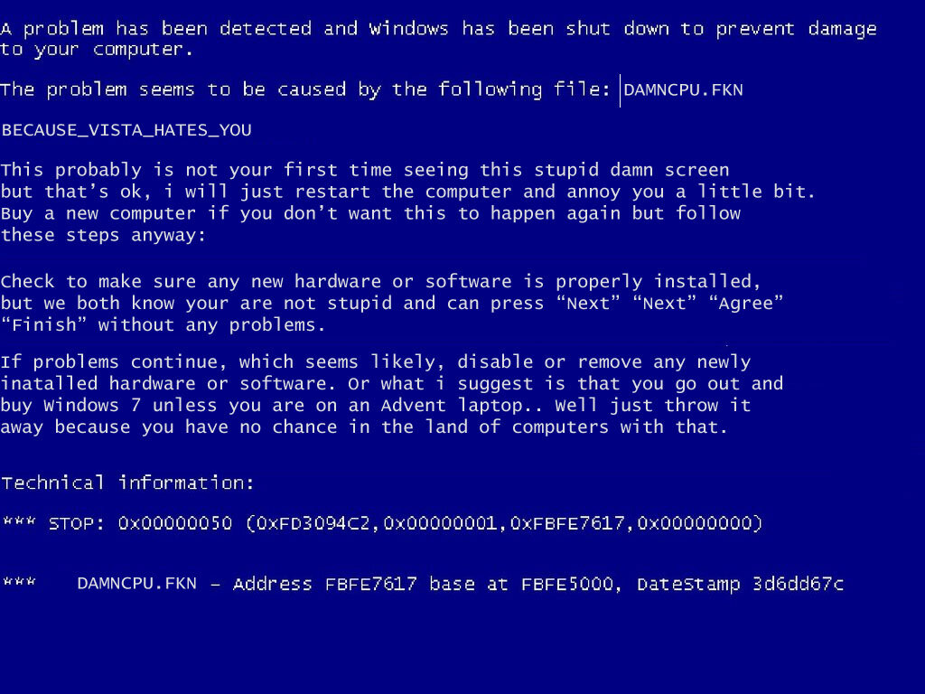 "Экран смерти" в Windows 7