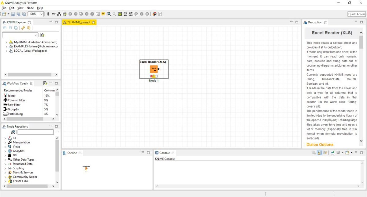 Окно KNIME